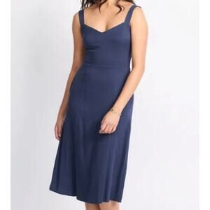 Market & Spruce Smocked Back Blue Midi Dress Cottagecore Boho NWT Size M